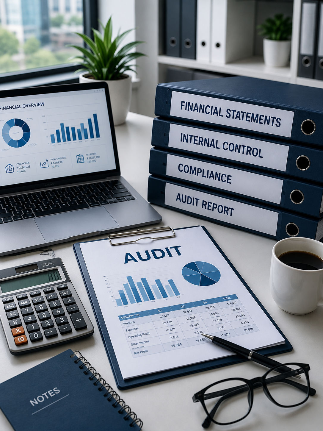Professional audit Services in patna workspace with financial statements and compliance documents